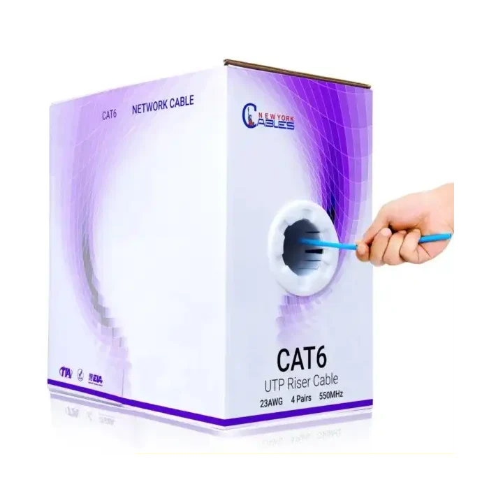 Cat6 Riser 1000ft CMR 550 MHz UTP 23AWG CCA Cable – Pull Box