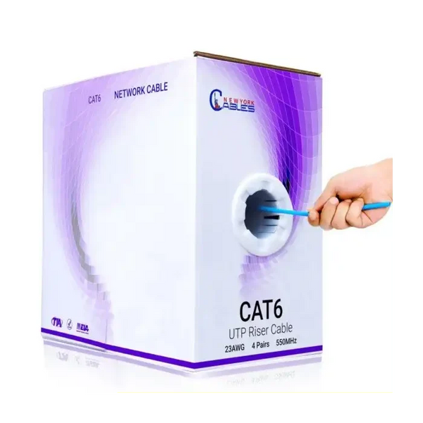 Cat6 Riser 1000ft CMR 550 MHz UTP 23AWG CCA Cable – Pull Box