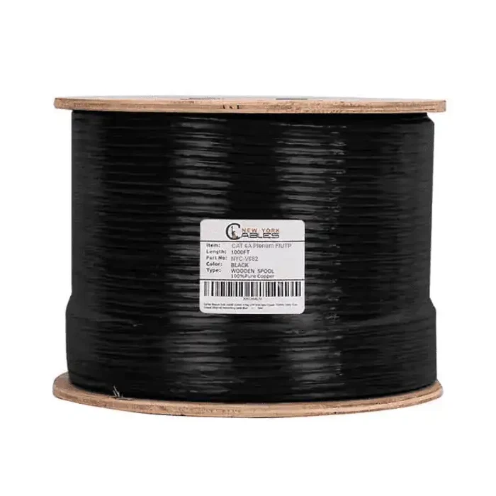 CAT6A Plenum UL Listed Shielded (F/UTP) 23AWG (CMP) Black, 1000ft Spool