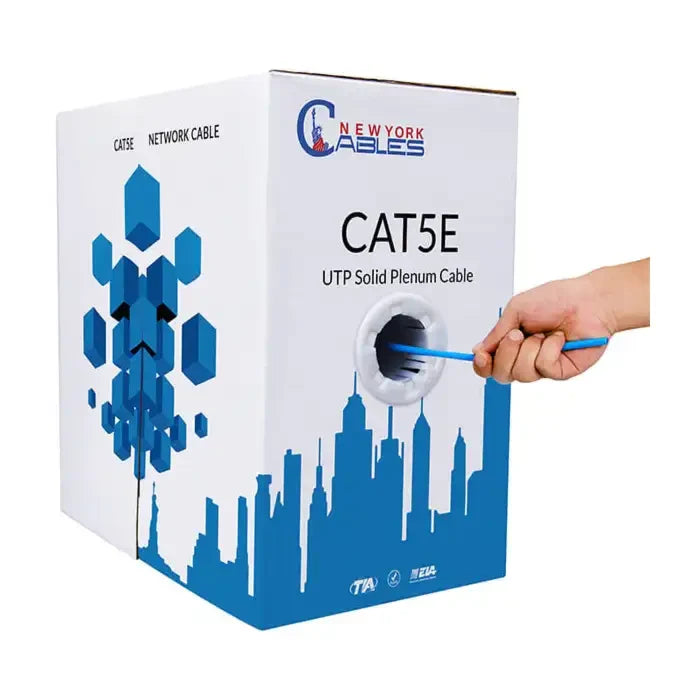 Cat5e Plenum 350MHz Solid Bare Copper 24AWG 1000ft Network Cable